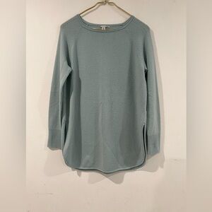 Halogen cashmere wool blend sweater long sleeve round neck green  MP